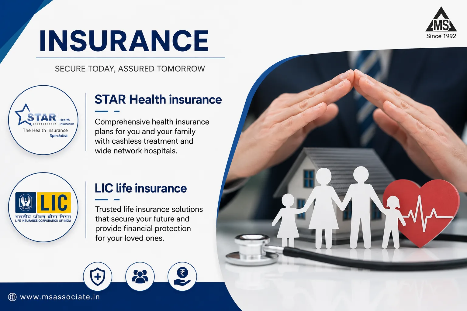 Health and life insurance support services by MS Associates in Palakkad